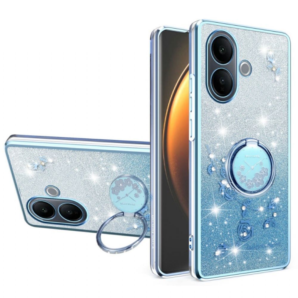 Hoesje Voor Vivo V60 Lite Met Ringhouder En Pailletten Met Kleurverloop