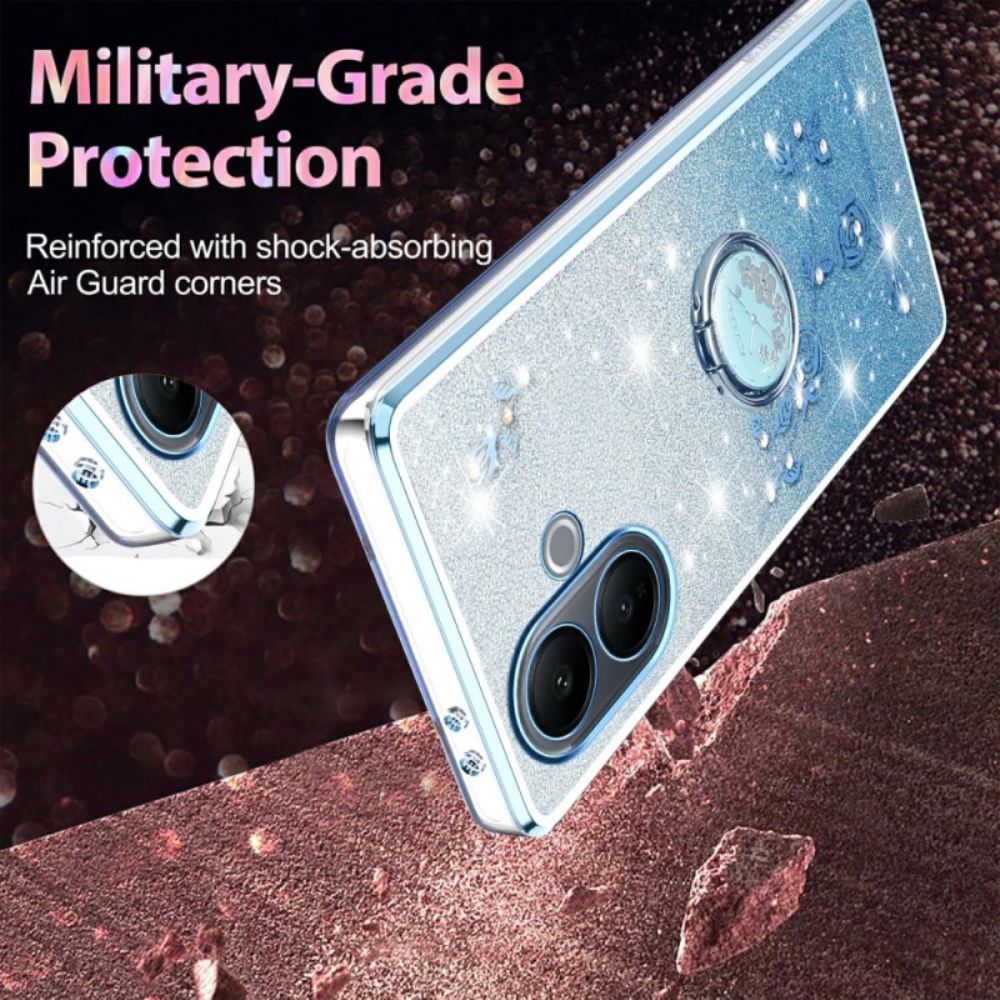 Hoesje Voor Vivo V60 Lite Met Ringhouder En Pailletten Met Kleurverloop