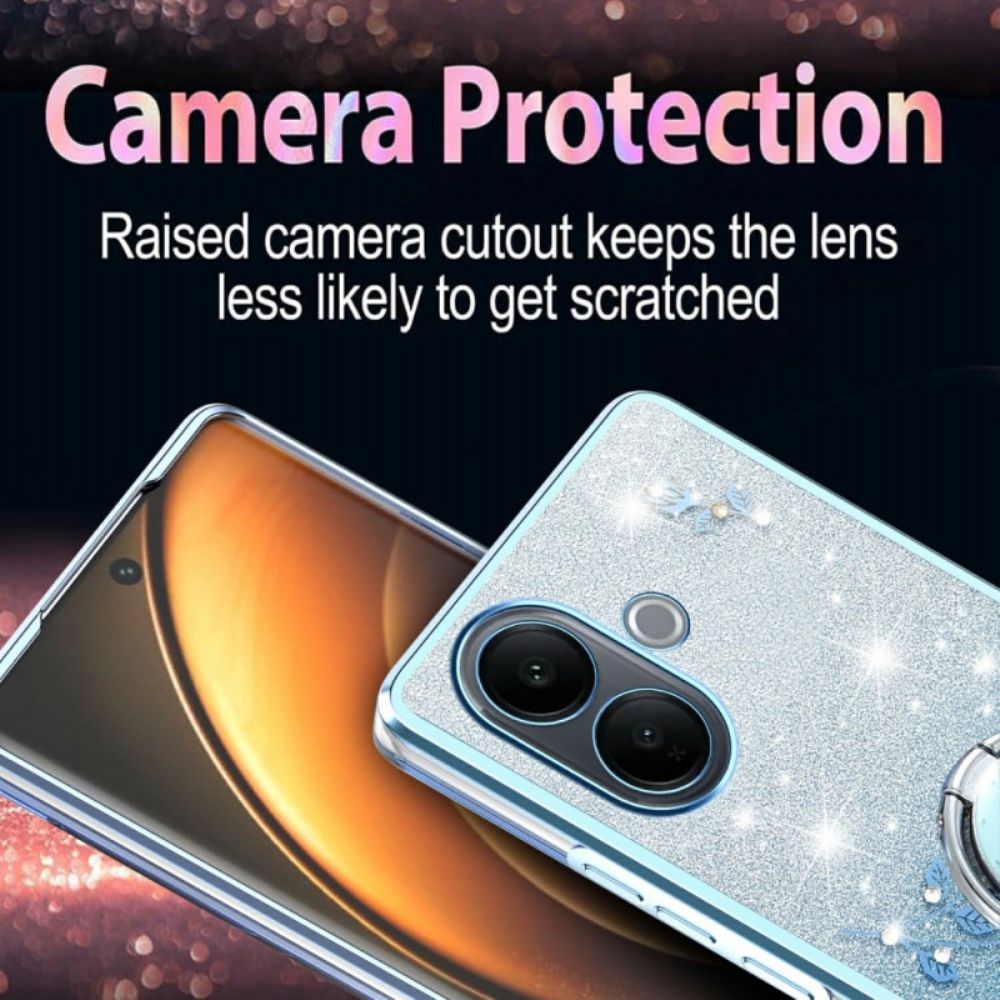 Hoesje Voor Vivo V60 Lite Met Ringhouder En Pailletten Met Kleurverloop