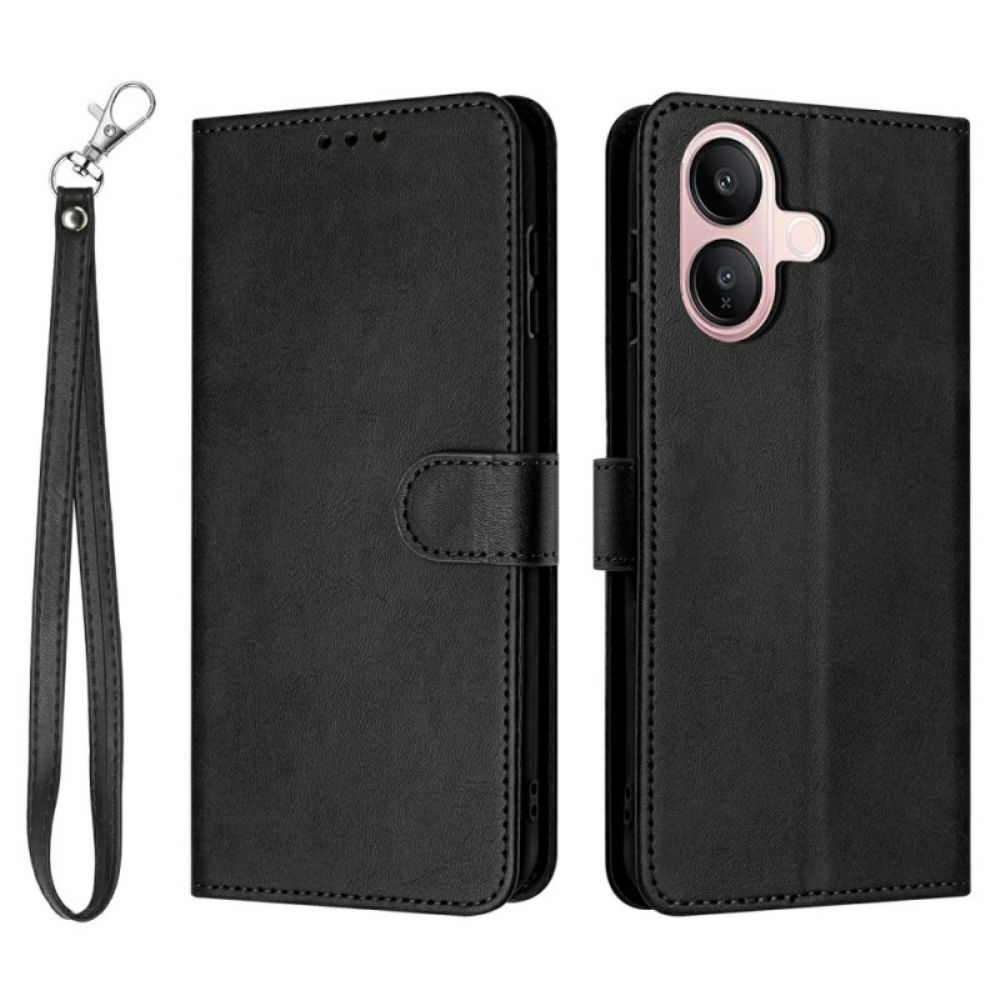 Leren Hoesje Vivo V60 Lite Lederen Bandje Bescherming Hoesje