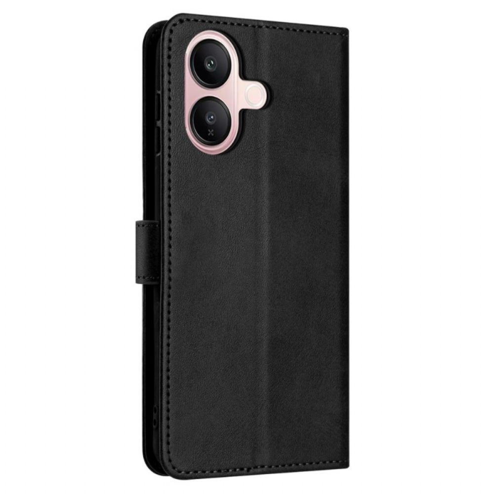 Leren Hoesje Vivo V60 Lite Lederen Bandje Bescherming Hoesje