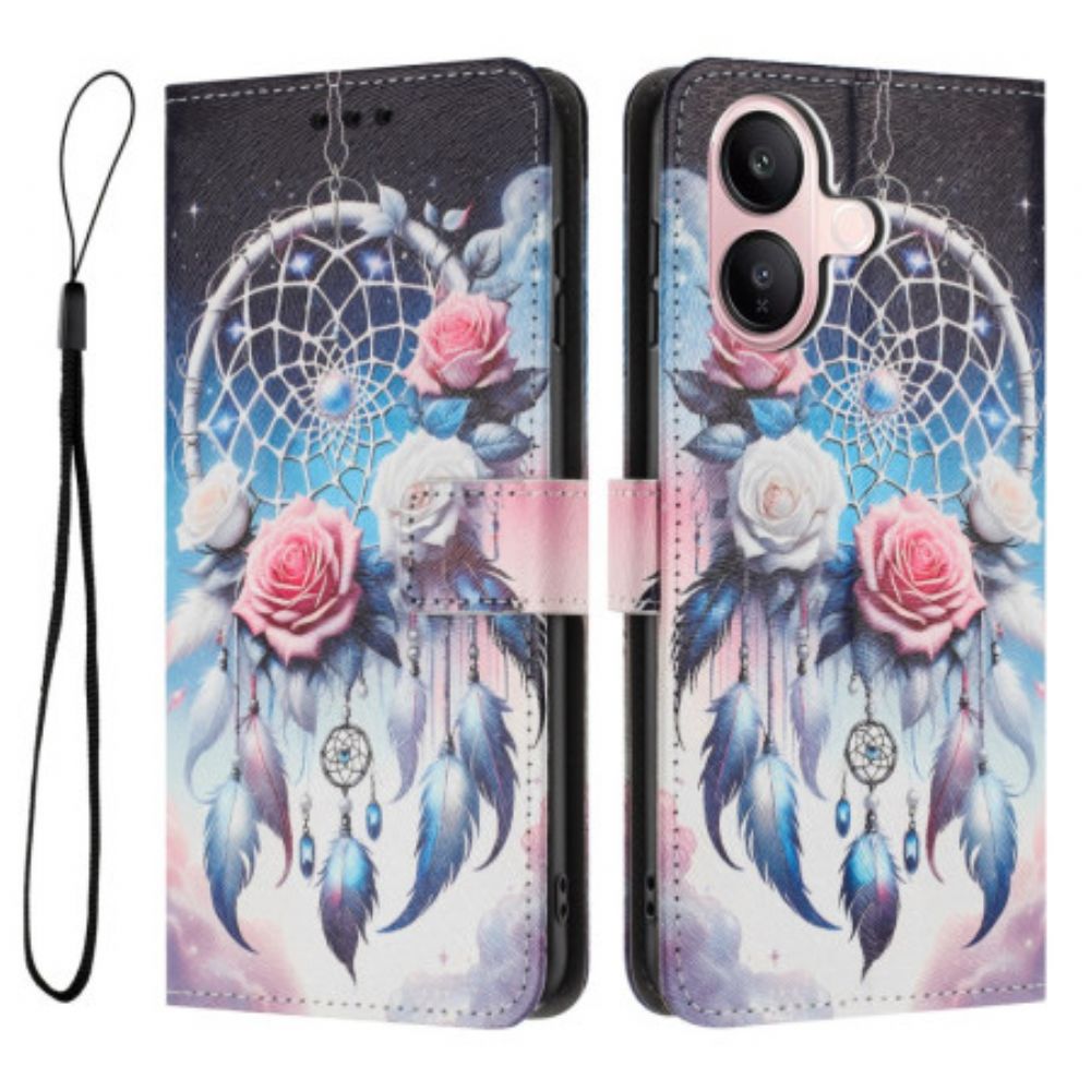 Leren Hoesje Vivo V60 Lite Rozen Dromenvanger Bescherming Hoesje