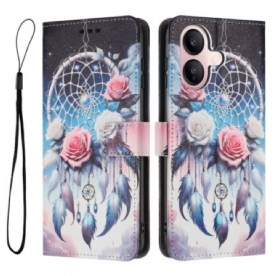 Leren Hoesje Vivo V60 Lite Rozen Dromenvanger Bescherming Hoesje