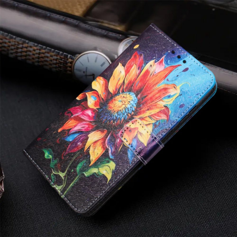 Leren Hoesje Voor Vivo V60 Lite Zonnebloem
