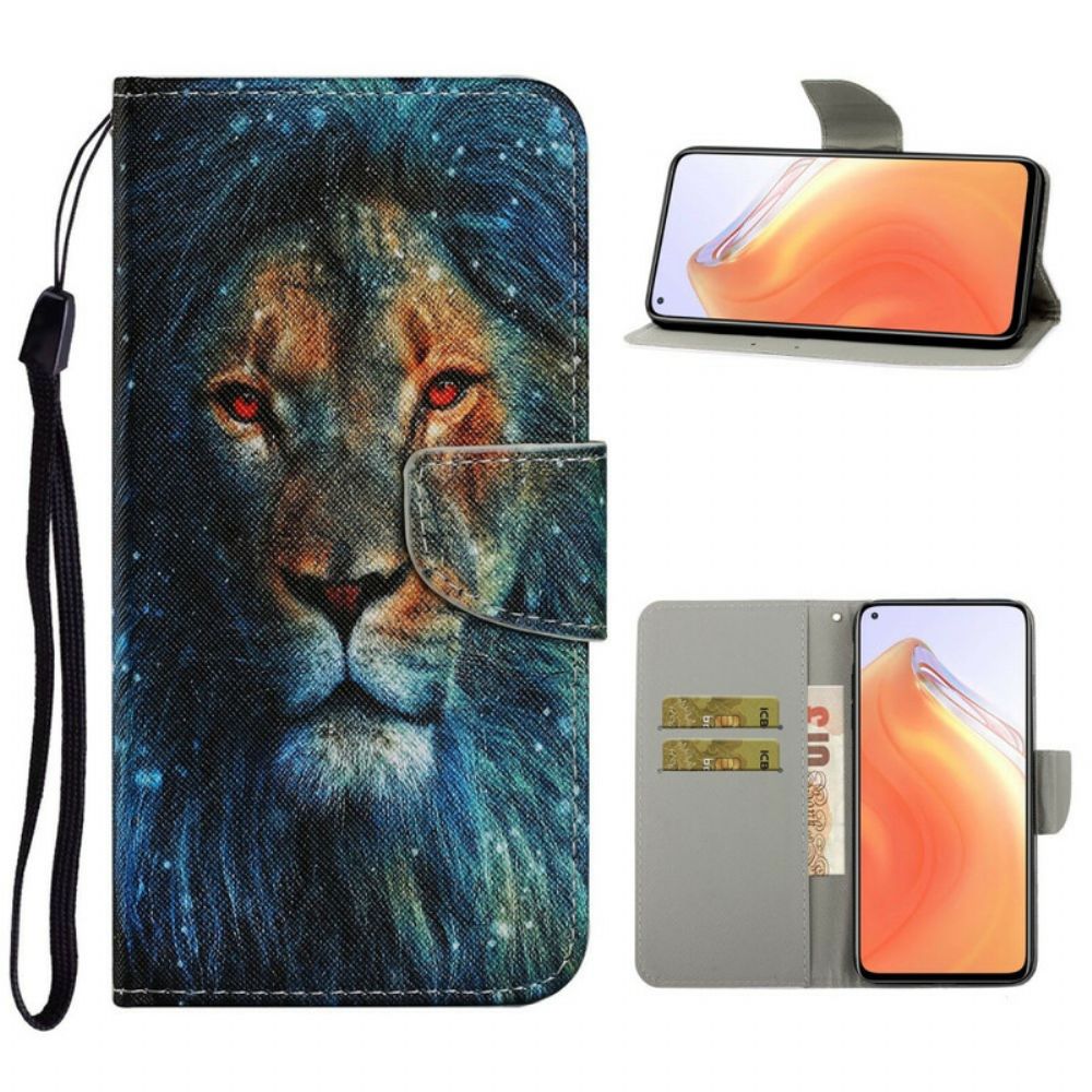 Folio-hoesje voor Xiaomi Mi 10T / 10T Pro Leeuw Met Koord