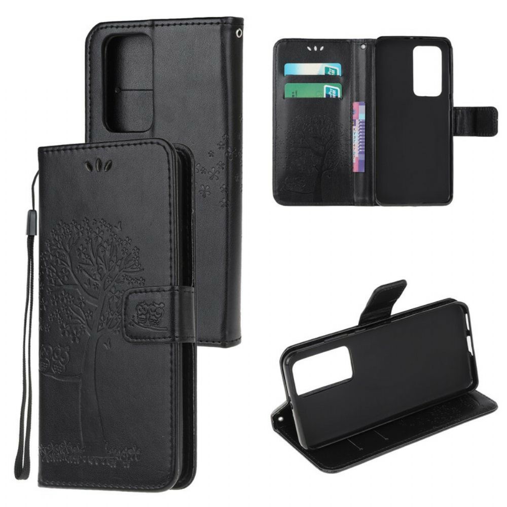 Folio-hoesje voor Xiaomi Mi 10T / 10T Pro Met Ketting Boom En Uilen Met Bandjes