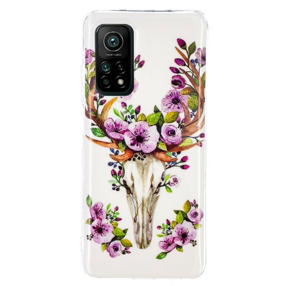 Hoesje voor Xiaomi Mi 10T / 10T Pro Fluorescerende Eland Met Bloemen