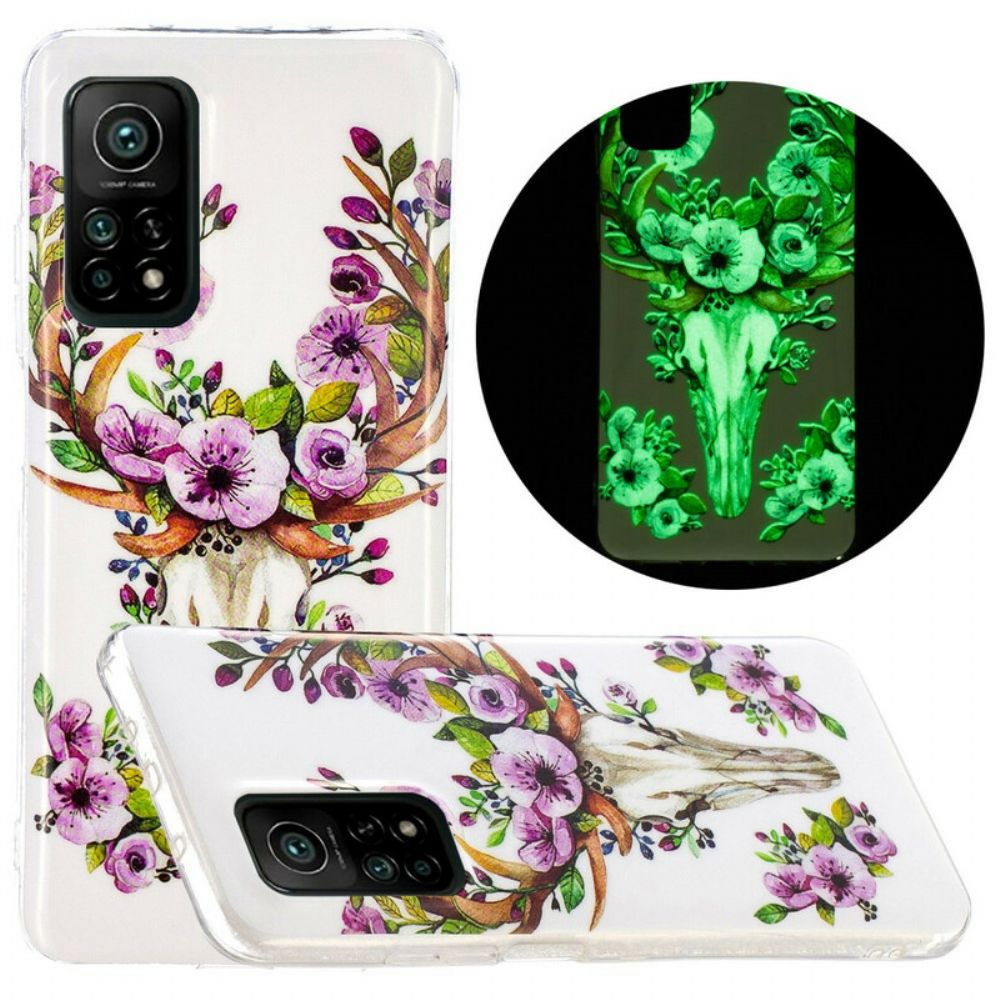 Hoesje voor Xiaomi Mi 10T / 10T Pro Fluorescerende Eland Met Bloemen