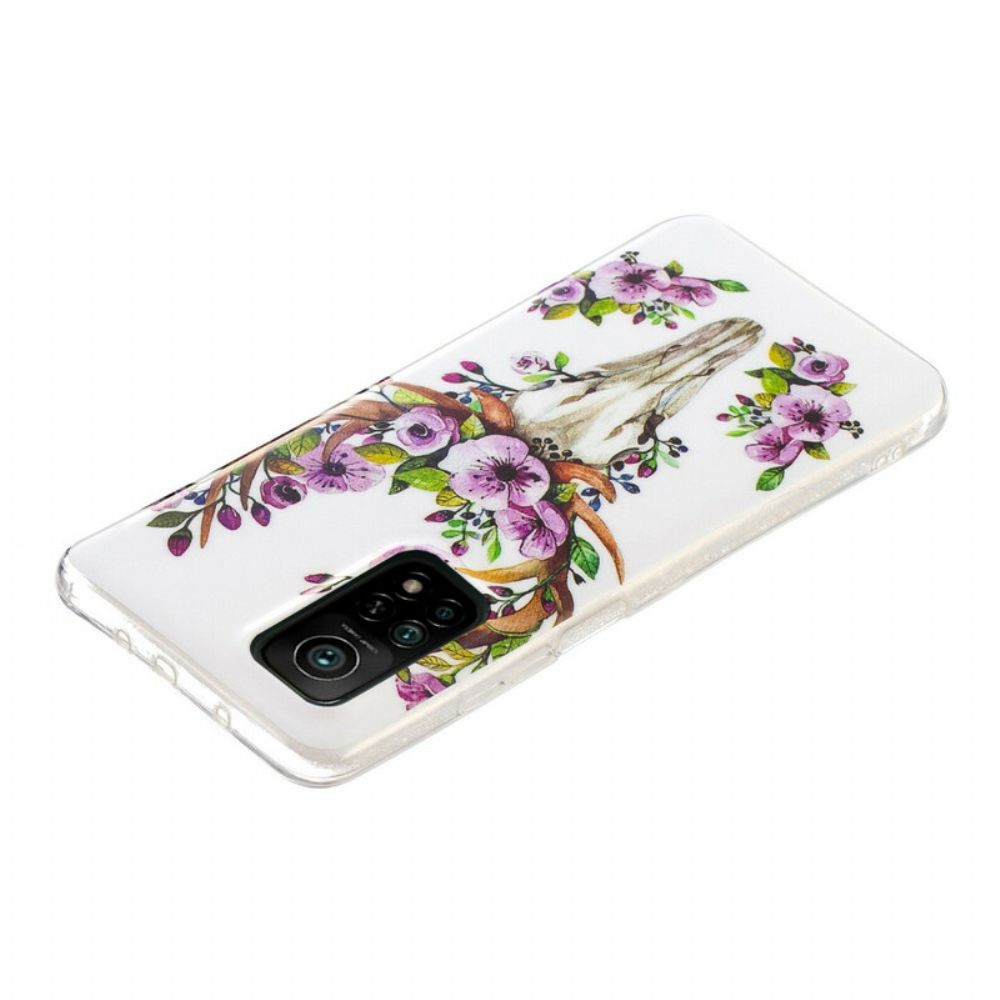 Hoesje voor Xiaomi Mi 10T / 10T Pro Fluorescerende Eland Met Bloemen
