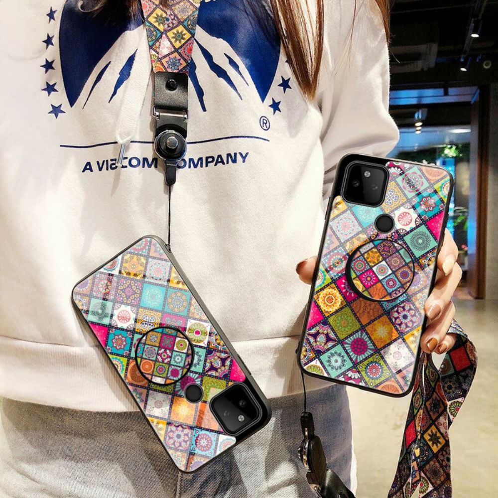 Hoesje voor Google Pixel 5A Magnetische Patchwork Houder