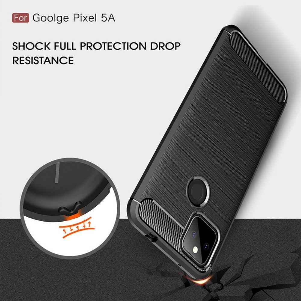 Telefoonhoesje voor Google Pixel 5A Geborstelde Koolstofvezel