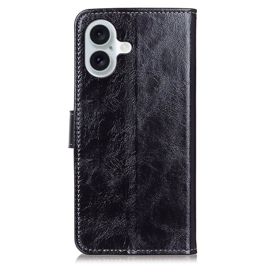 Bescherming Hoesje iPhone 16 Plus Glanzend Kunstleer