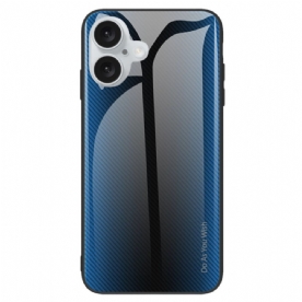Hoesje Voor iPhone 16 Plus Koolstofvezel Gehard Glas