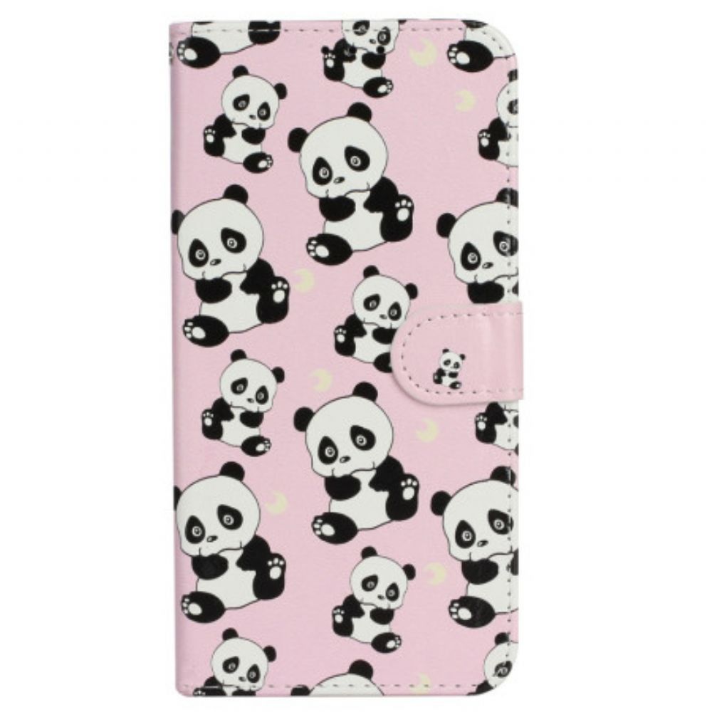 Leren Hoesje iPhone 16 Plus Lanyard Panda's Bescherming Hoesje