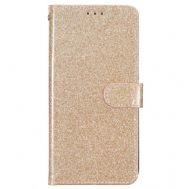 Leren Hoesje Voor iPhone 16 Plus Pailletten Met Bandjes