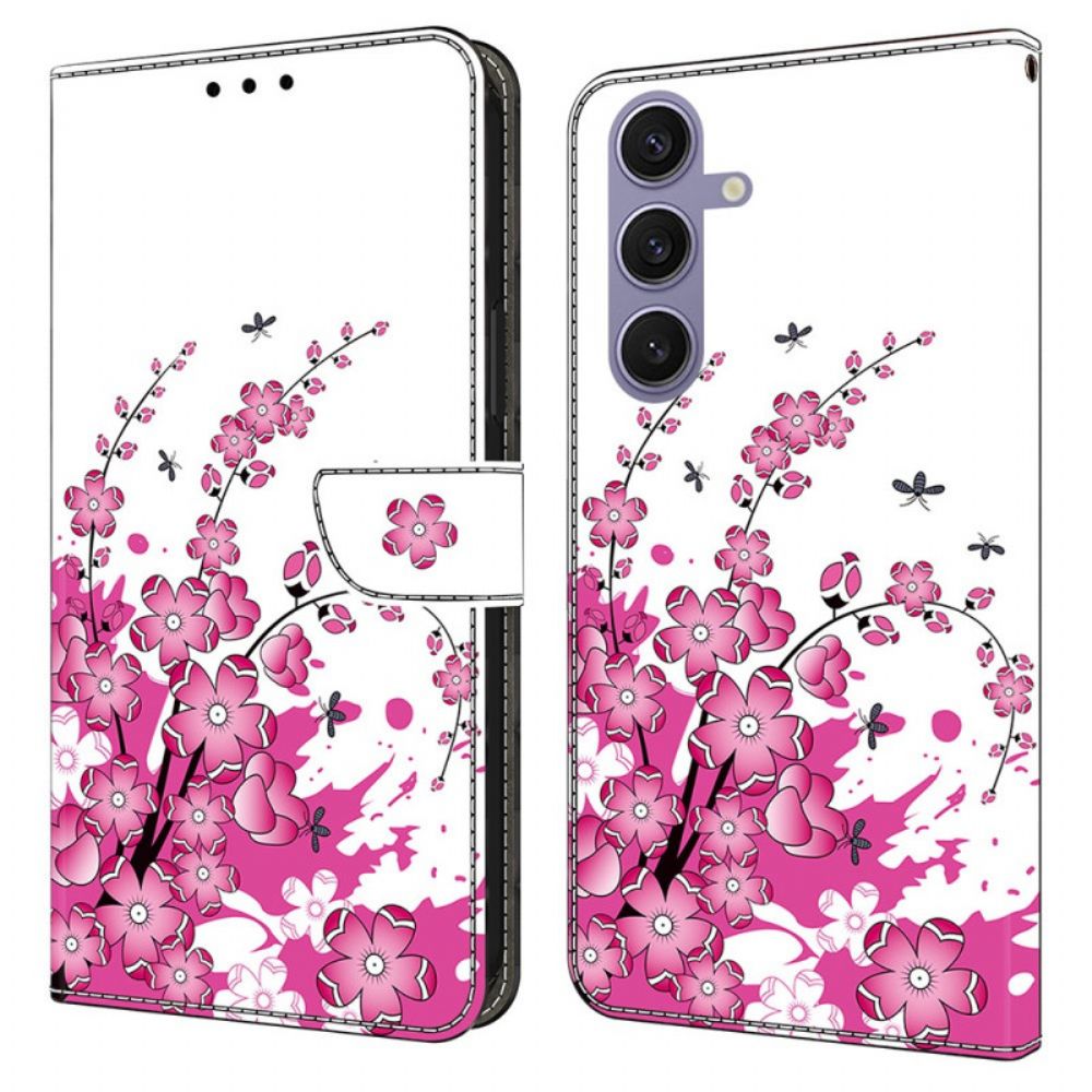 Bescherming Hoesje Samsung Galaxy S25 Plus 5g Roze Bloemenpatroon