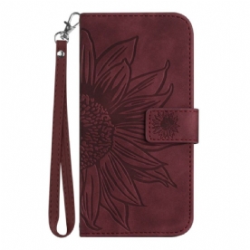 Bescherming Hoesje Samsung Galaxy S25 Plus 5g Zonnebloemprint Met Bandje