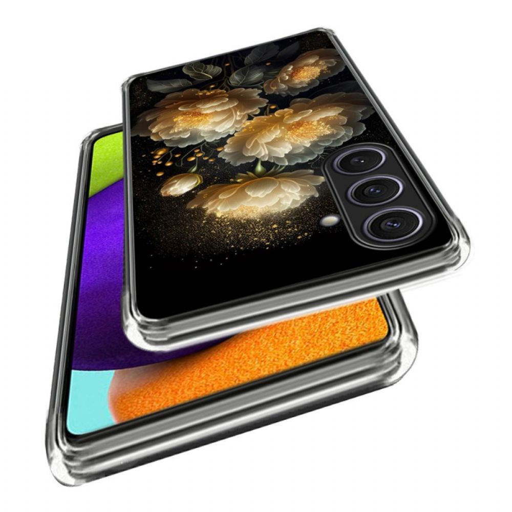 Case Hoesje Samsung Galaxy S25 Plus 5g Telefoonhoesje Gouden Pioenrozen