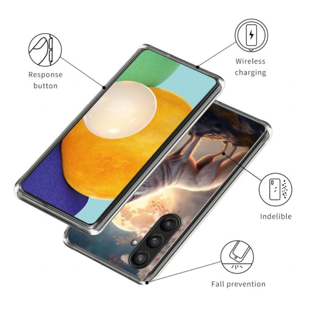 Case Hoesje Samsung Galaxy S25 Plus 5g Telefoonhoesje Wolf In De Maan