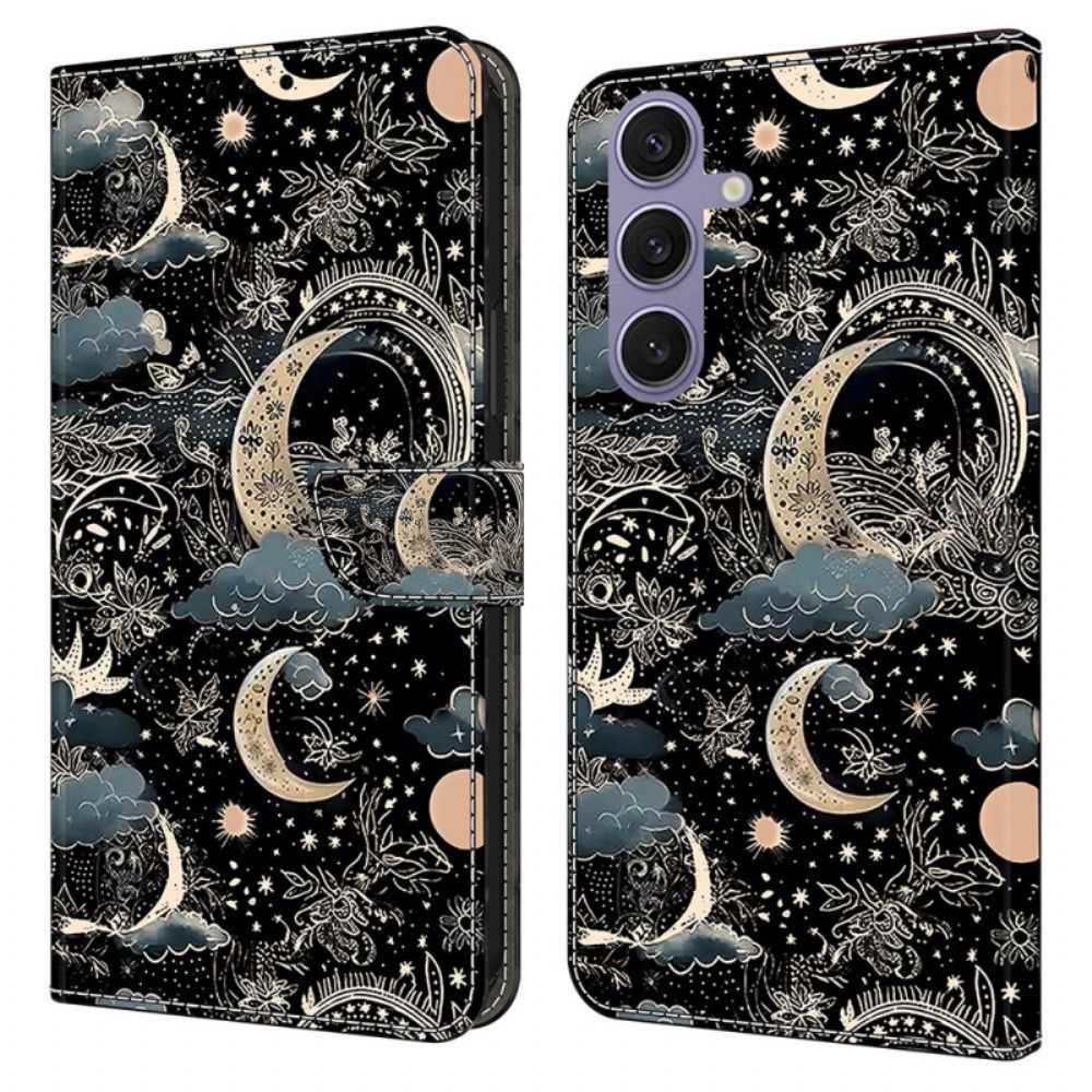 Flip Case Leren Samsung Galaxy S25 Plus 5g Maanpatroon