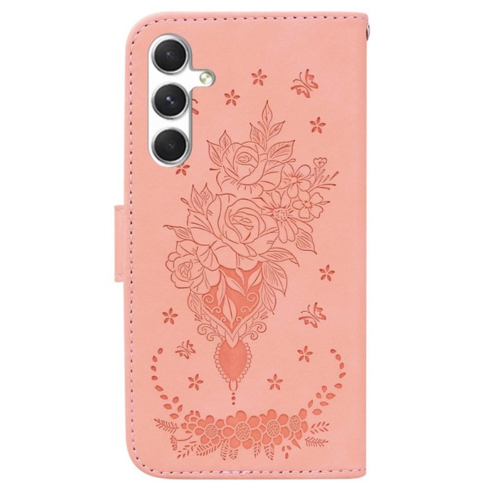 Flip Case Leren Samsung Galaxy S25 Plus 5g Roze Suède-effect