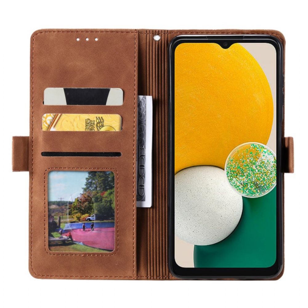 Flip Case Leren Samsung Galaxy S25 Plus 5g Vintage Suède-effect Met Bandje