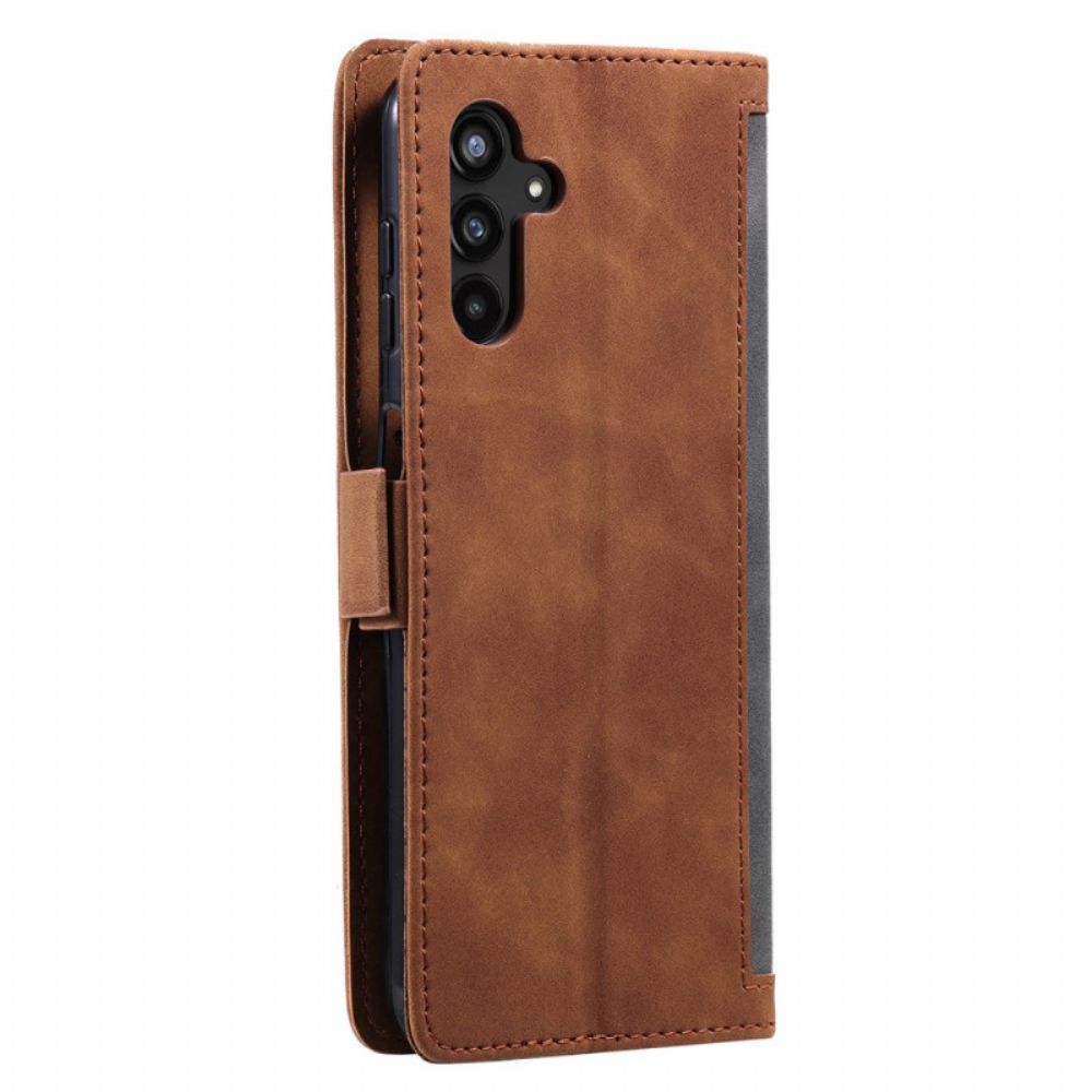 Flip Case Leren Samsung Galaxy S25 Plus 5g Vintage Suède-effect Met Bandje
