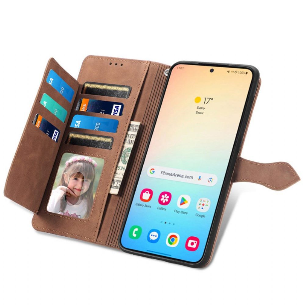 Folio-hoesje Samsung Galaxy S25 Plus 5g Suède-effect Veterband