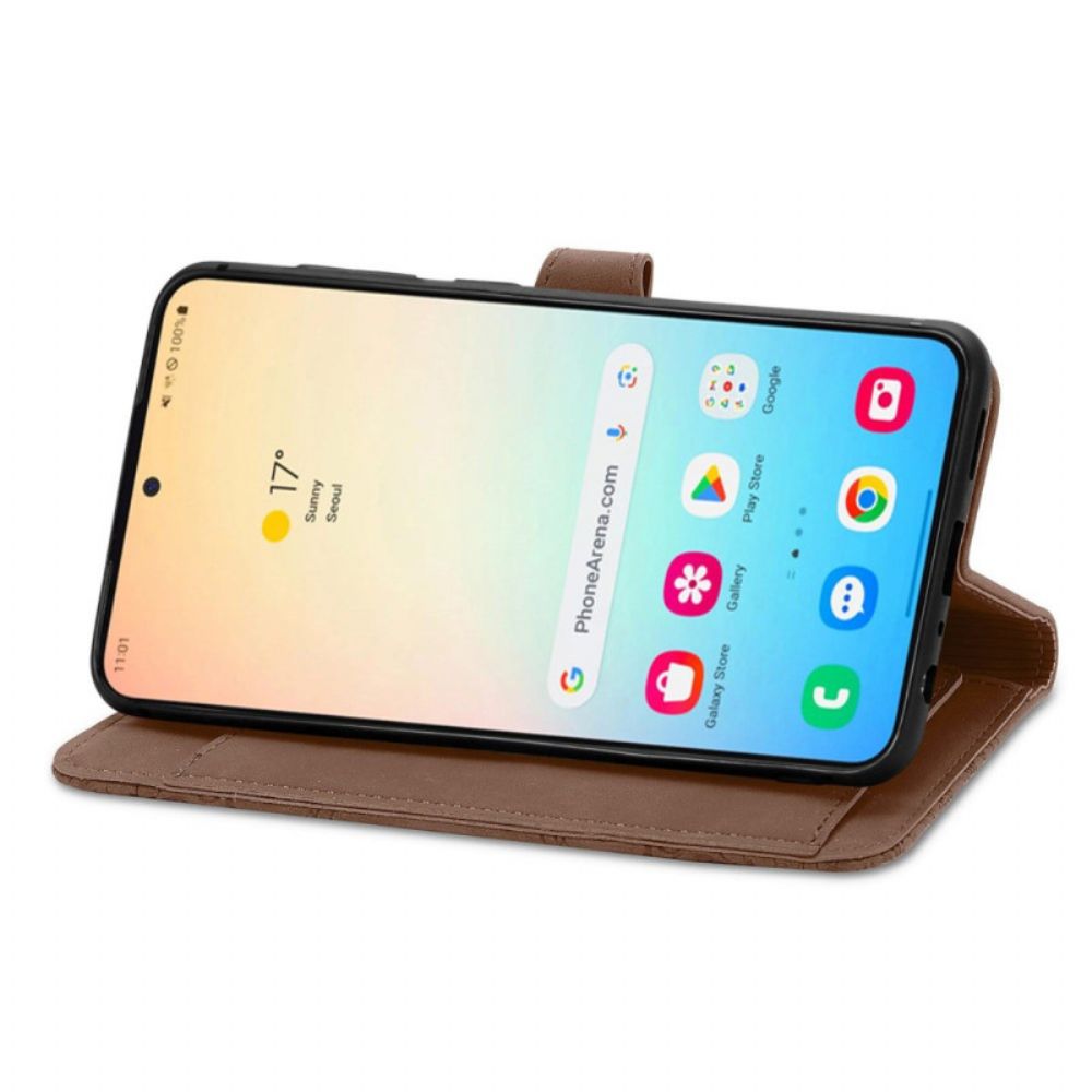 Folio-hoesje Samsung Galaxy S25 Plus 5g Suède-effect Veterband