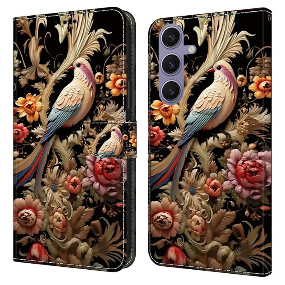 Folio-hoesje Samsung Galaxy S25 Plus 5g Telefoonhoesje Bloemen En Vogels