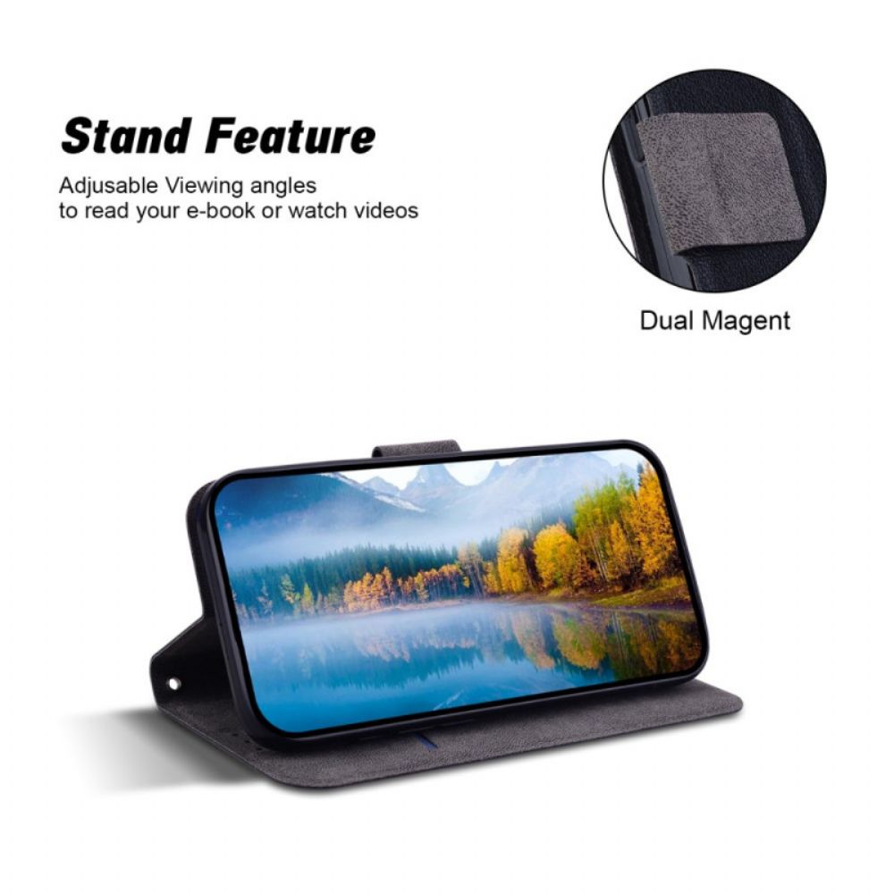 Folio-hoesje Samsung Galaxy S25 Plus 5g Telefoonhoesje Effen Leerlook Met Bandje