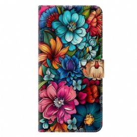 Folio-hoesje Samsung Galaxy S25 Plus 5g Telefoonhoesje Kleurrijke Bloemen