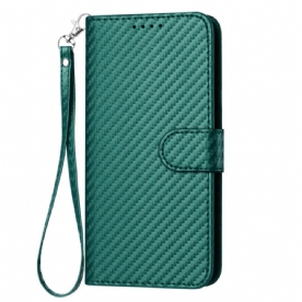 Folio-hoesje Samsung Galaxy S25 Plus 5g Telefoonhoesje Koolstofvezel Met Bandje