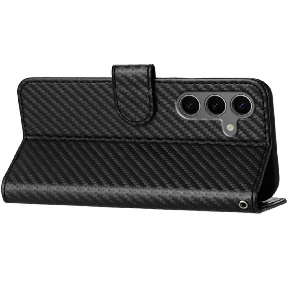 Folio-hoesje Samsung Galaxy S25 Plus 5g Telefoonhoesje Koolstofvezel Met Bandje
