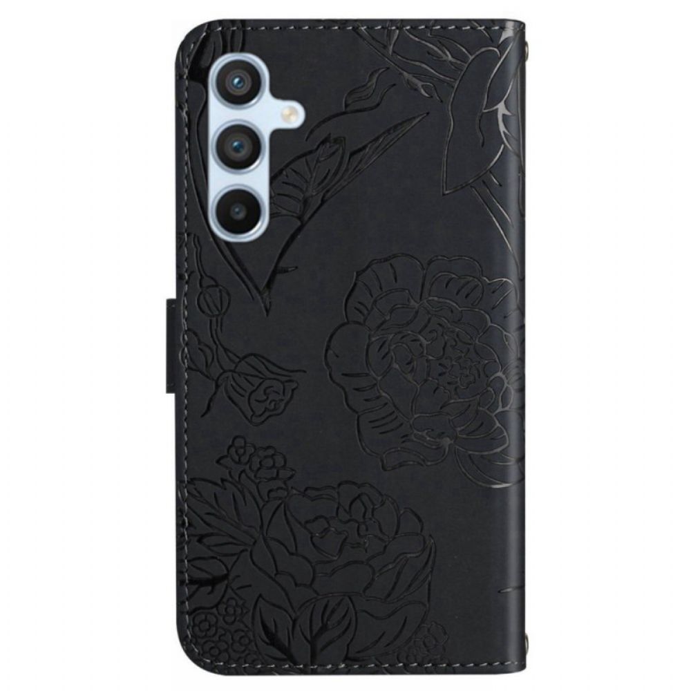 Folio-hoesje Samsung Galaxy S25 Plus 5g Telefoonhoesje Vlinderprint Met Bandje