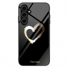 Hoesje Samsung Galaxy S25 Plus 5g Gehard Glas Met Gouden Hart Op Een Zwarte Achtergrond