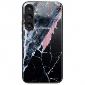 Hoesje Samsung Galaxy S25 Plus 5g Zwart & Roze Marmer Gehard Glas Bescherming Hoesje