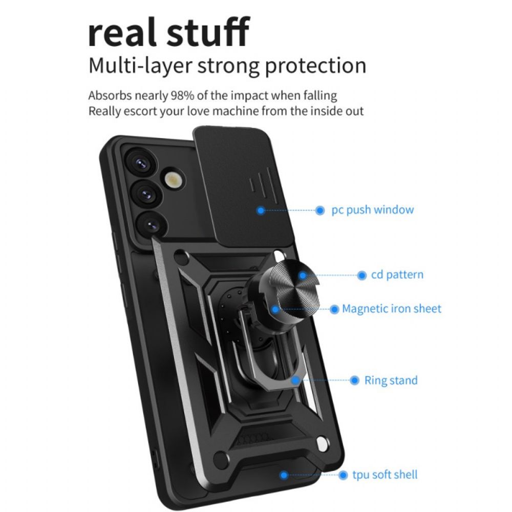 Hoesje Voor Samsung Galaxy S25 Plus 5g Draaibare Houder En Lensbeschermer