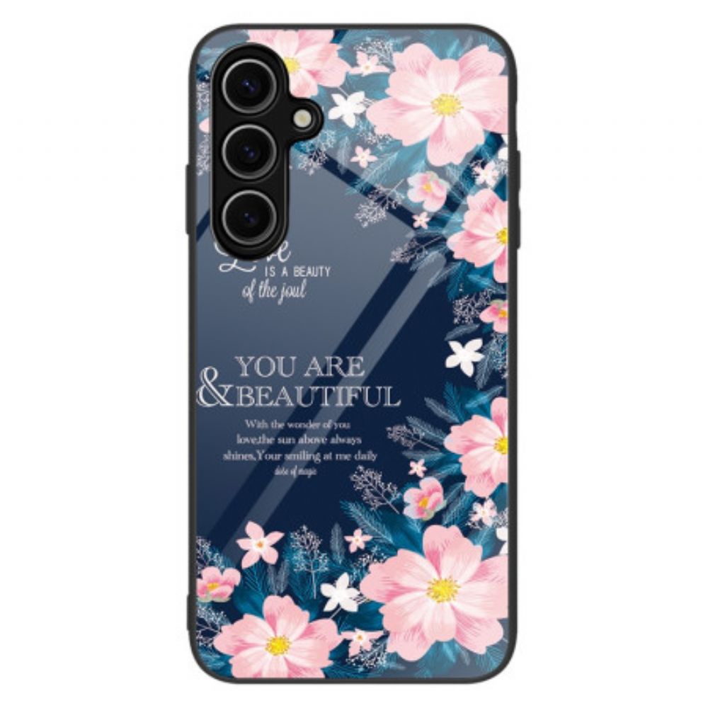 Hoesje Voor Samsung Galaxy S25 Plus 5g Roze Bloemen Van Gehard Glas