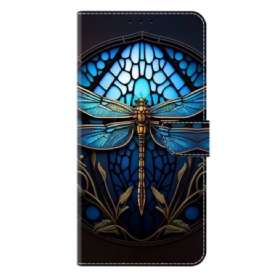 Leren Hoesje Samsung Galaxy S25 Plus 5g Blauwe Libelle Bescherming Hoesje
