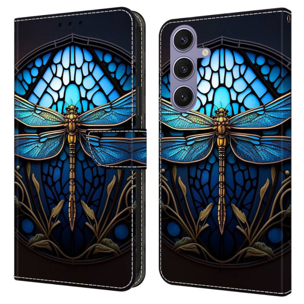 Leren Hoesje Samsung Galaxy S25 Plus 5g Blauwe Libelle Bescherming Hoesje