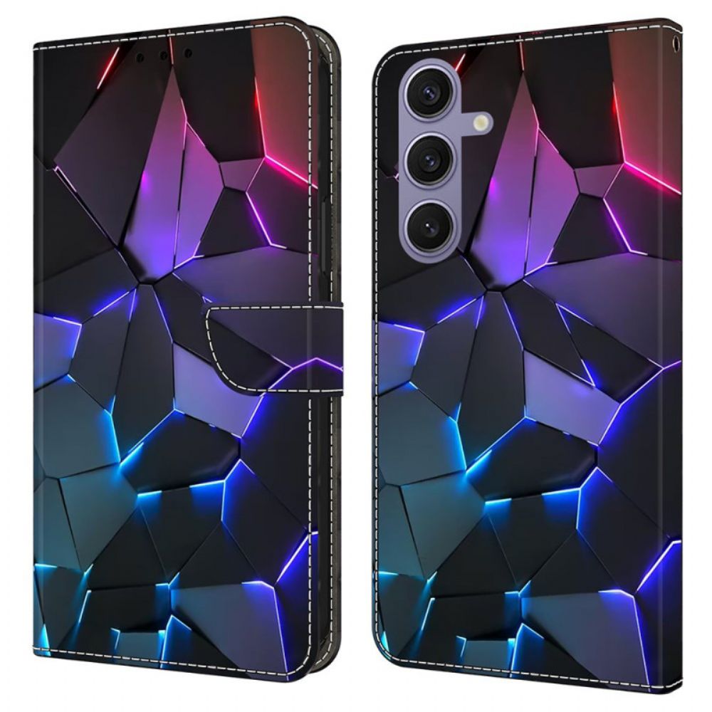 Leren Hoesje Samsung Galaxy S25 Plus 5g Blauwe Scheuren Bescherming Hoesje