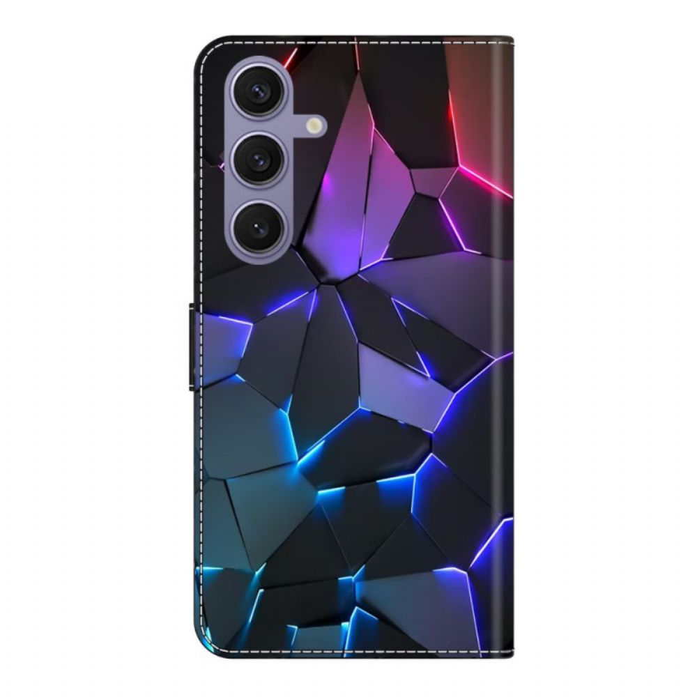 Leren Hoesje Samsung Galaxy S25 Plus 5g Blauwe Scheuren Bescherming Hoesje