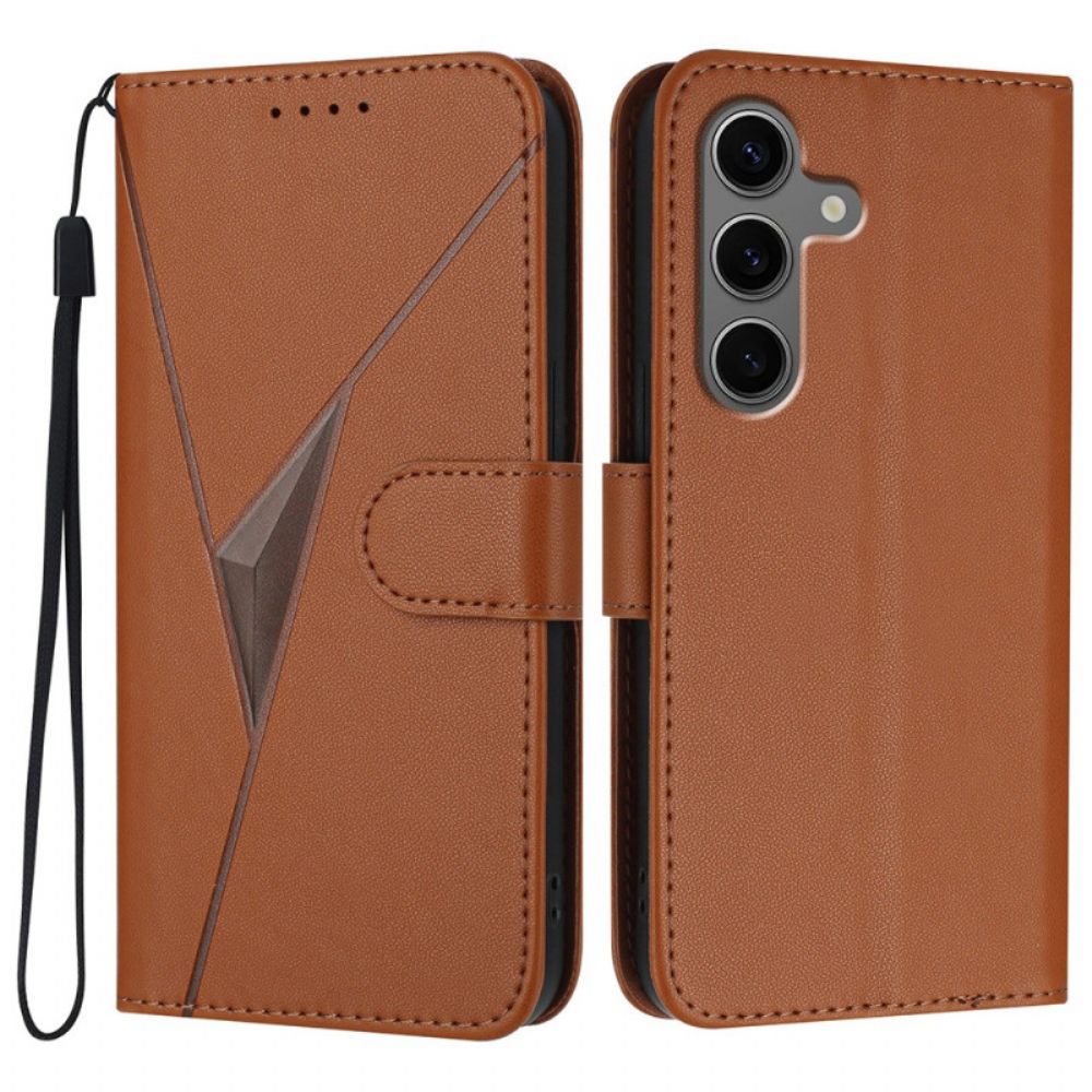 Leren Hoesje Samsung Galaxy S25 Plus 5g Driehoekig Patroon