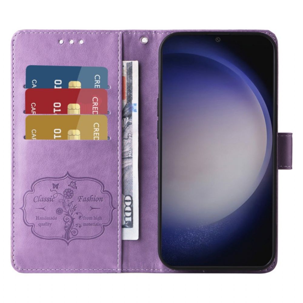 Leren Hoesje Samsung Galaxy S25 Plus 5g Kleine Bloemen Bescherming Hoesje