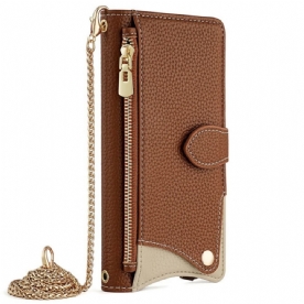 Leren Hoesje Samsung Galaxy S25 Plus 5g Portemonnee Met Ketting