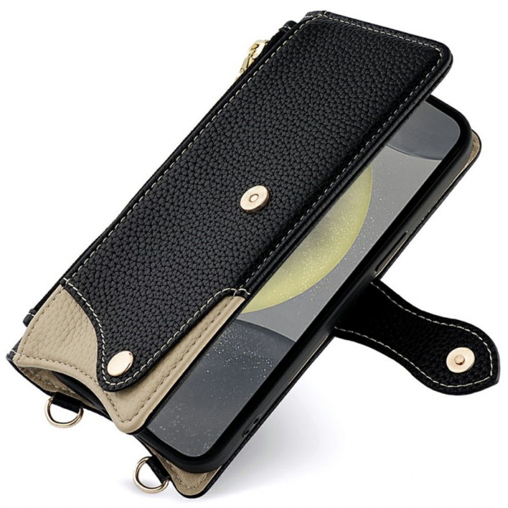 Leren Hoesje Samsung Galaxy S25 Plus 5g Portemonnee Met Ketting