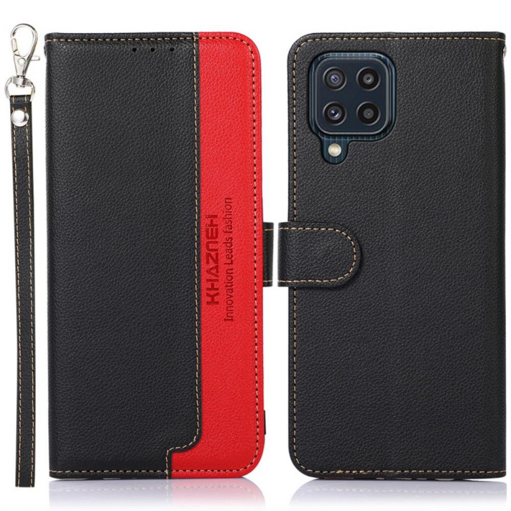 Folio-hoesje voor Samsung Galaxy M32 Litchi-stijl Rfid Khazneh