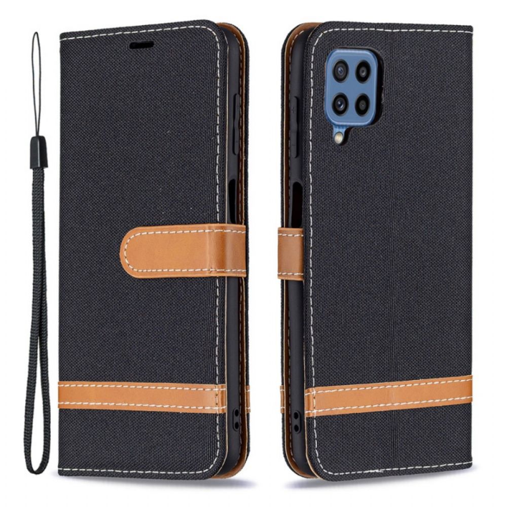 Folio-hoesje voor Samsung Galaxy M32 Met Ketting Stof En Lederlook Band