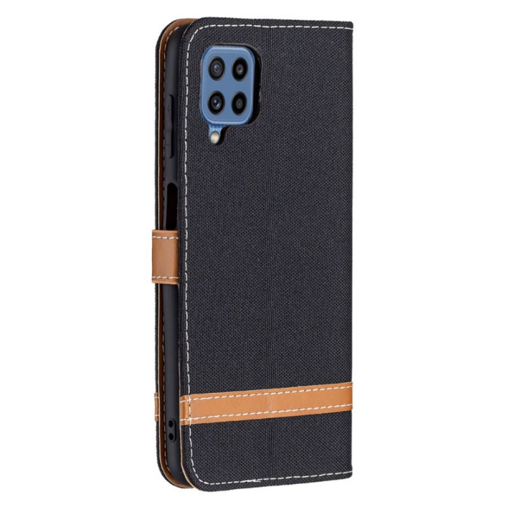Folio-hoesje voor Samsung Galaxy M32 Met Ketting Stof En Lederlook Band